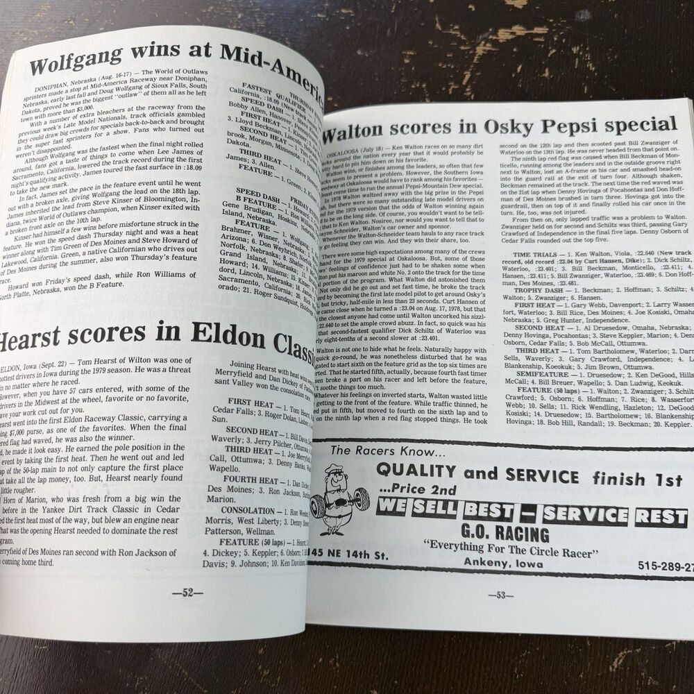 Vintage Iowa Racing Yearbook 1979-80 2nd Annual Don Hoffman Doug Wolfgang Shuman - Picture 7 of 9